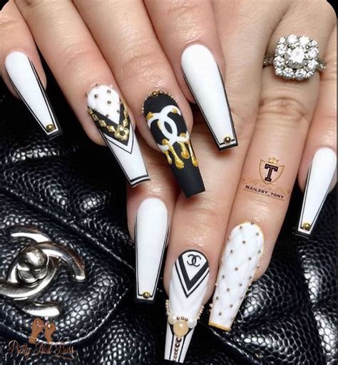 acrylic chanel nails|luxury chanel nails.